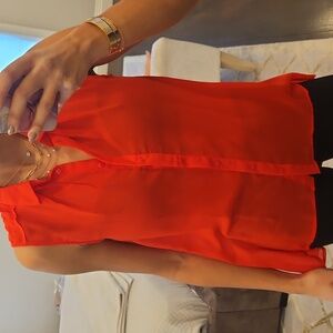BRAND NEW WOMEN'S BRIGHT ORANGE H&M SHEER COLLARED TOP BLOUSE SHIRT Sz 4 $20
